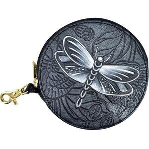Anuschka Black and White Dragonfly Coin Purse